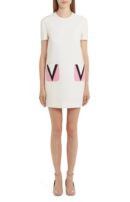 V Logo Pocket Wool & Silk Dress